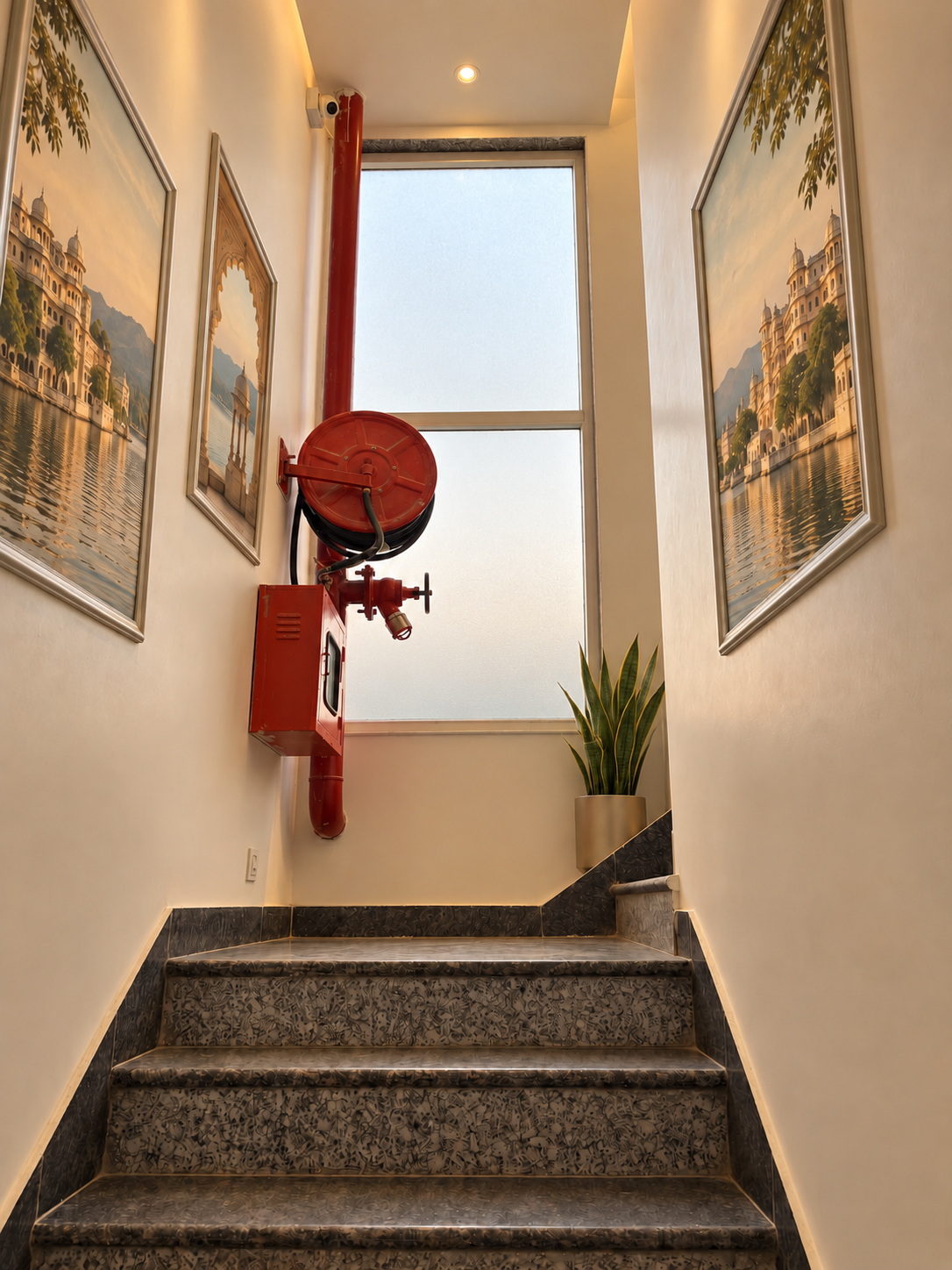 Frosted Window and Tidy Staircase